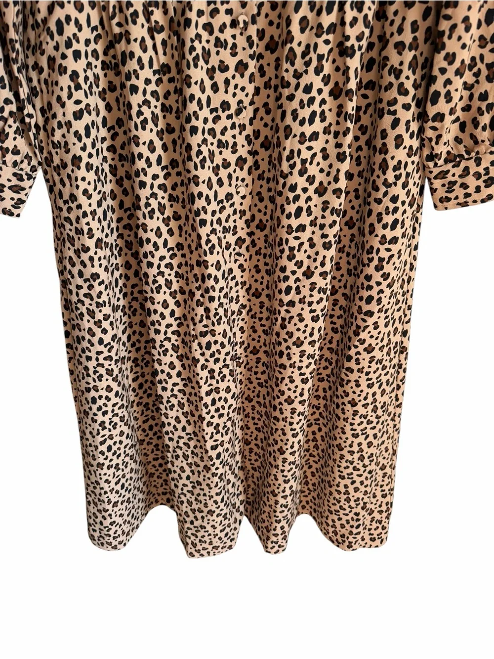 J. Crew Button-Front A-Line Midi Leopard Print Long Sleeve Dress Size 10